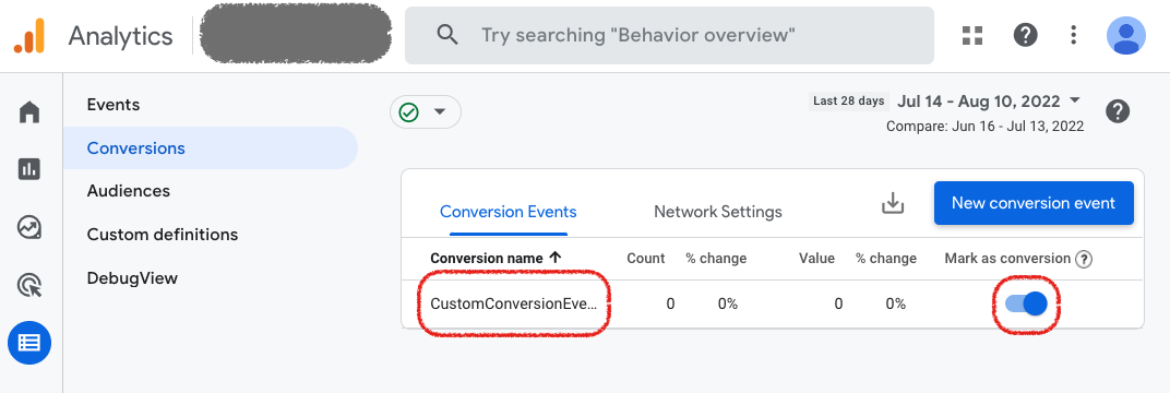 Add New Conversion Event